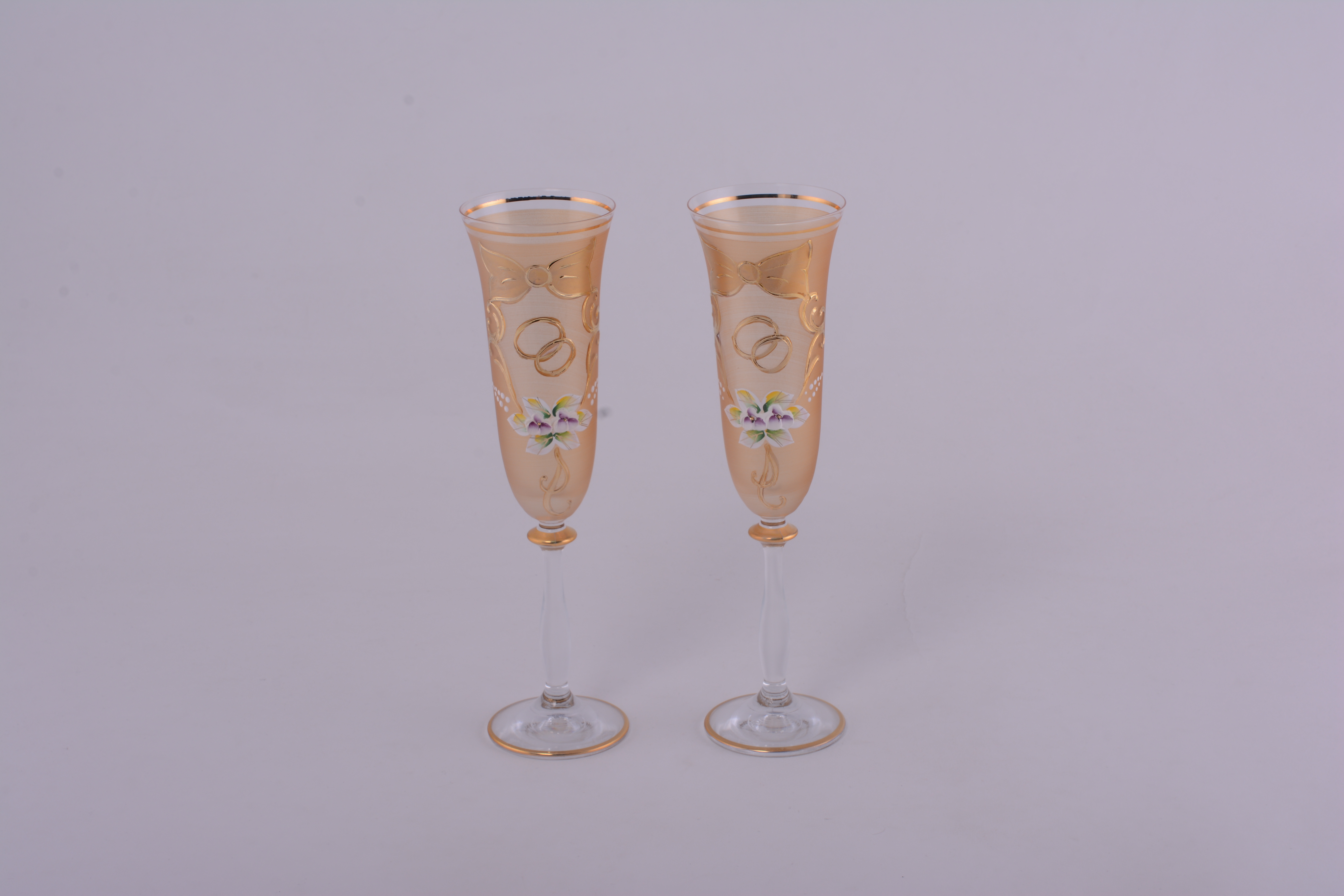 Свадебный набор бокалов для шамп "Анжелика" золотой смальт