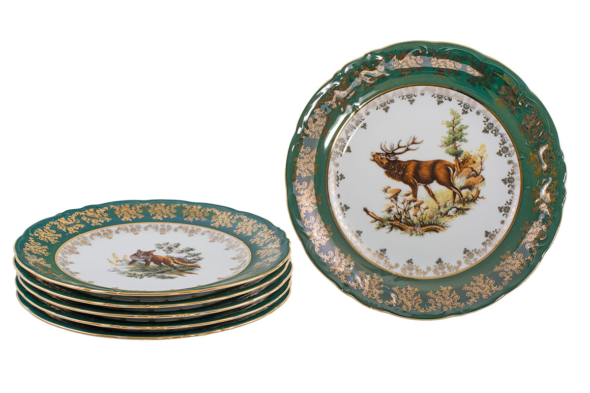 Набор тарелок 17 см из 6 шт "Царская Зеленая Охота" FR