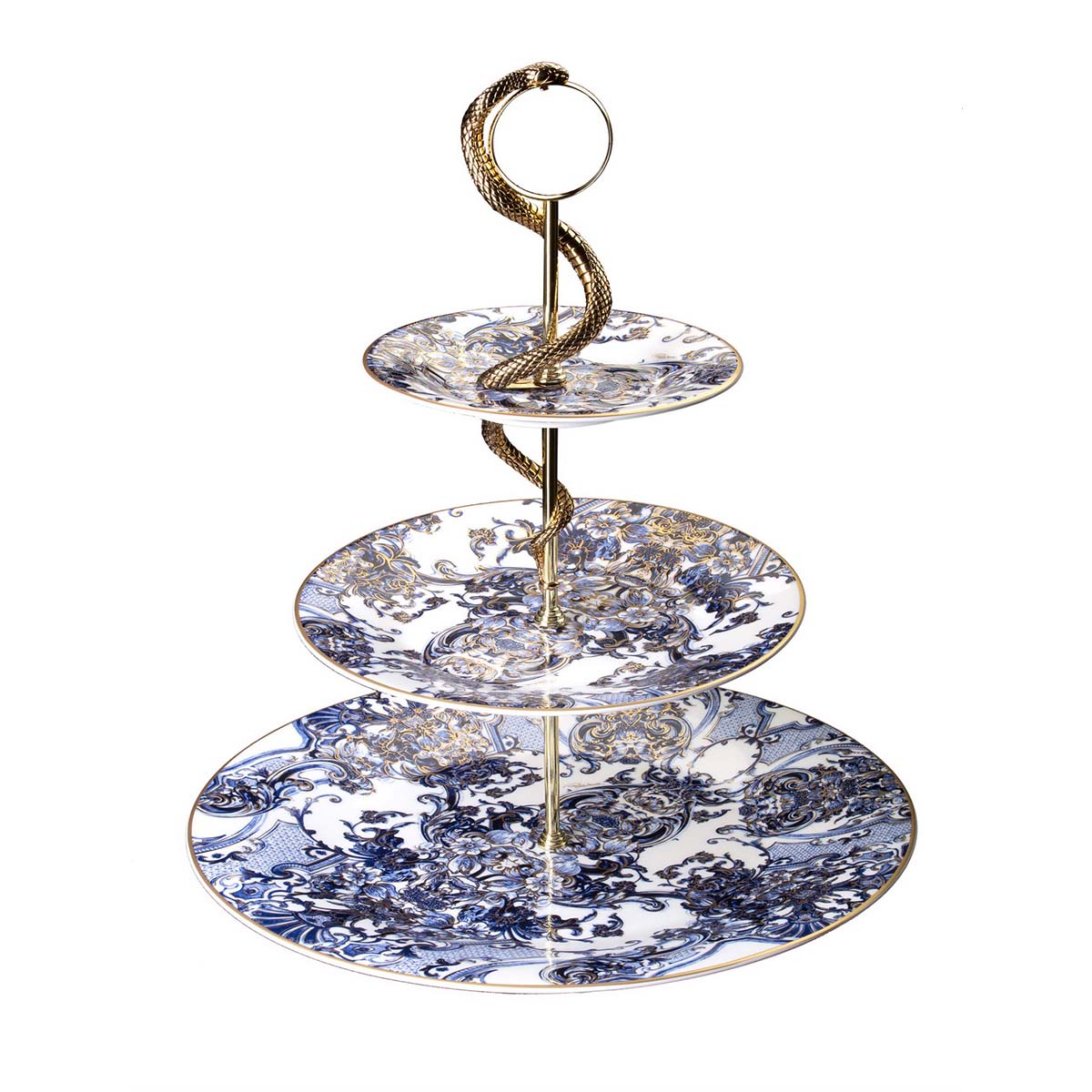Горка 3х ярусная Roberto Cavalli Home "Азулеж с питоном" Ø 32* H. 34 Cm