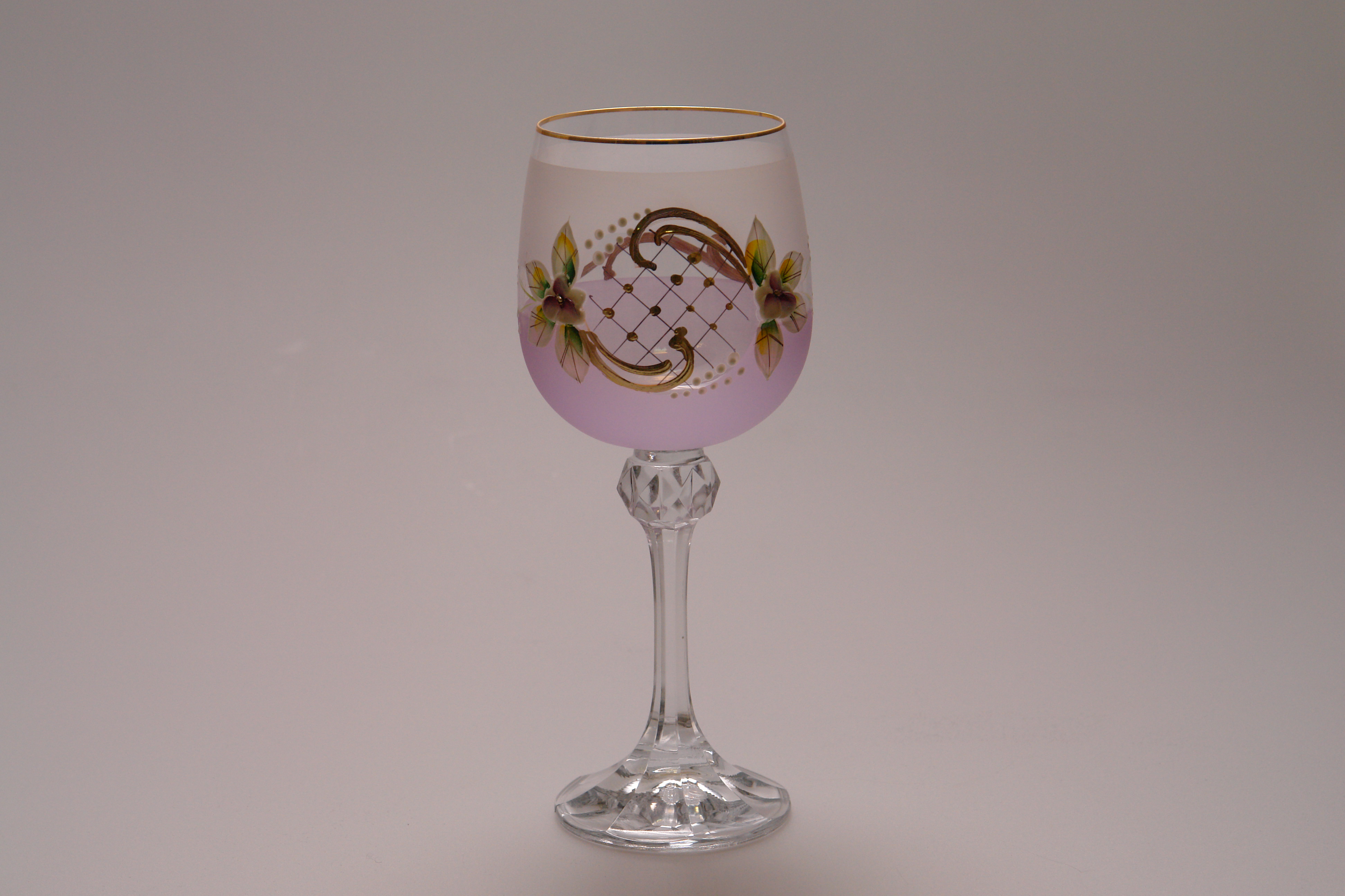 Набор бокалов для воды 230мл "Julia" Белый с розовым смальт