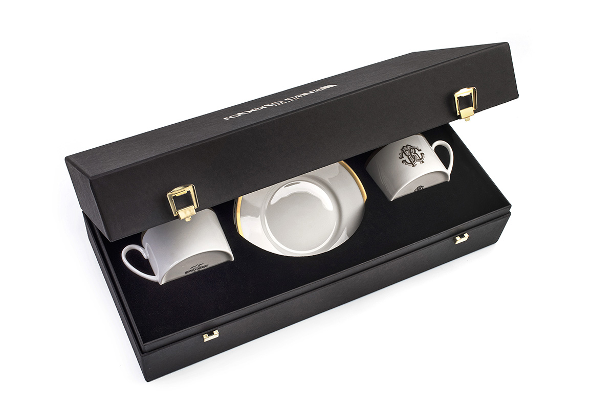 Набор чайных чашек с блюдцами Roberto Cavalli Home - SILK GOLD, 220мл. 2шт, ( п/к )