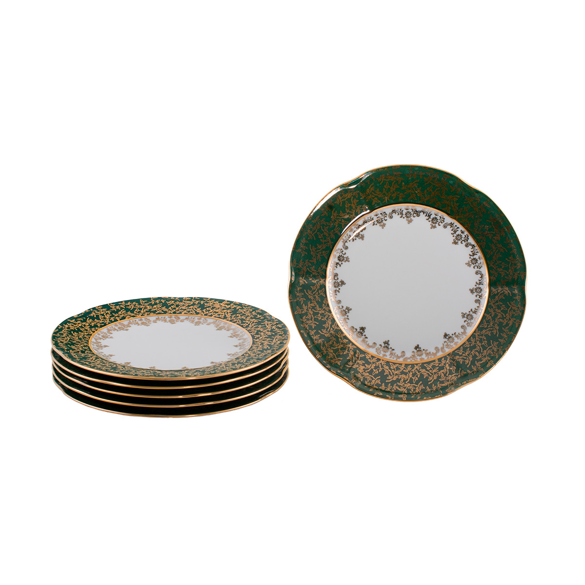 Набор тарелок Болеро 25 см из 6 штук 001 "Зеленый листик"