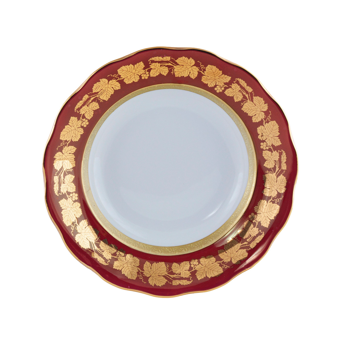 Суповая тарелка 24 см "Красная Золотая Лента Виногр лоза"