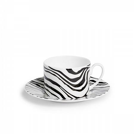 Чайная чашка с блюдцем Roberto Cavalli Home серия - Zebrage, 220мл.