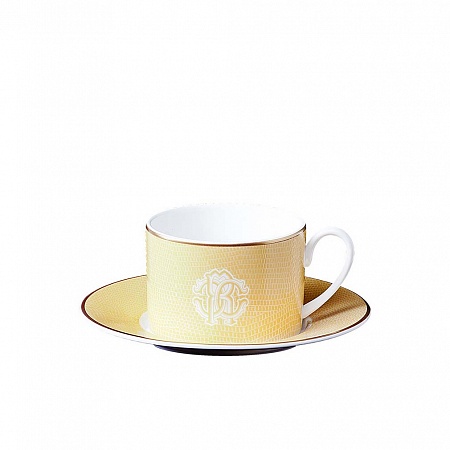 Набор чайных чашек с блюдцами Roberto Cavalli Home - LIZZARD GOLD - 220мл. 2шт, ( п/к )