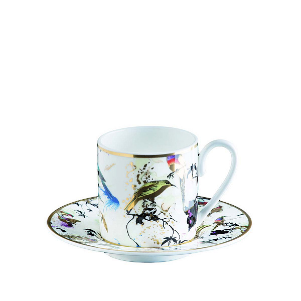Набор кофейных чашек с блюдцами Roberto Cavalli Home серия - Garden Birds, 120мл. 6 шт