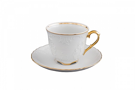 Чайная пара 180мл &quot;Рококо в золотой обводке&quot; - Royal Czech Porcelaine