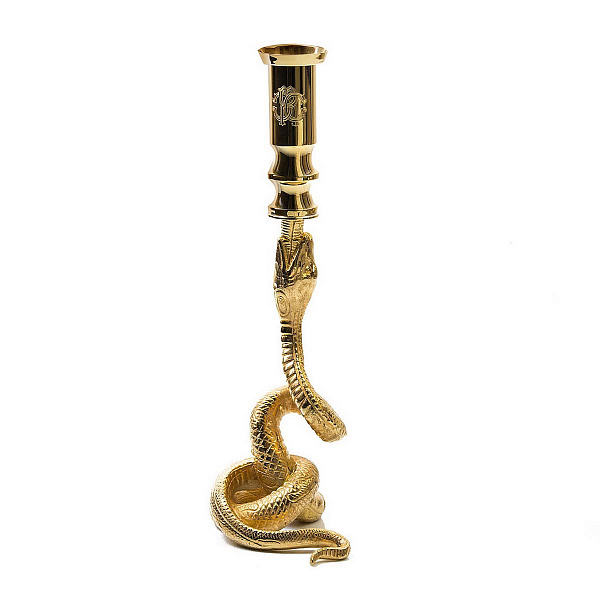 Подсвечник Roberto Cavalli Home PYTHON покрытие золото, 28 см, (п/к)