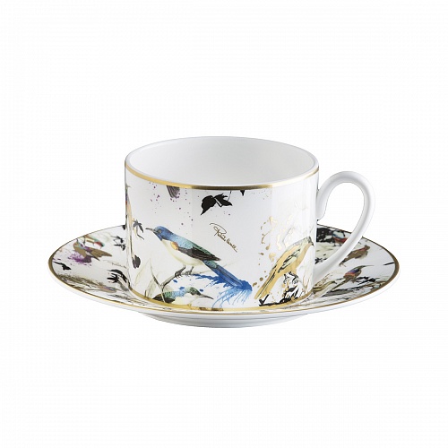 Набор кофейных чашек с блюдцами Roberto Cavalli Home серия - Garden Birds, 120мл. 2шт, ( п/к )